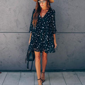 VICI - Galactic Chiffon Star Print Swing Dress